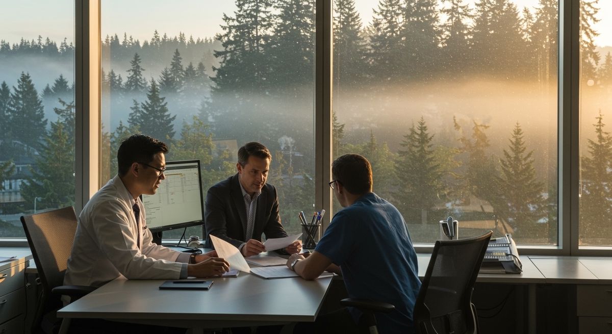 Healthcare professionals working in their field